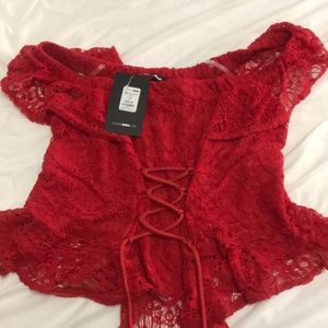 Red lace top